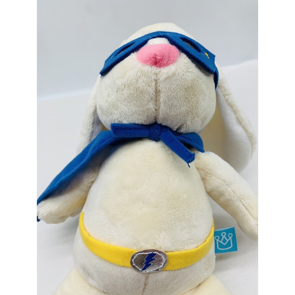 Manhattan Toy Super Hero Bunny Plush Ivory Soft Stuffed Animal Blue Cape Mask - Picture 15 of 15